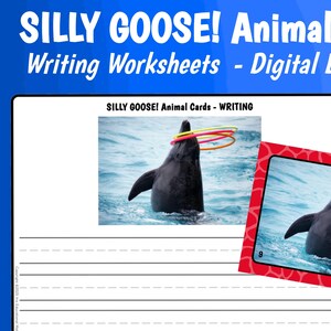 Acompanhamento de escrita de 3 linhas // Cartões de animais SILLY GOOSE! // Download digital