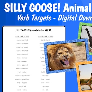 Verbo Compañero // ¡GANSO TONTO! Tarjetas de Animales // Descarga Digital