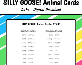 Verb Companion // SILLY GOOSE! Animal Cards // Speech Language Therapy // Digital Download