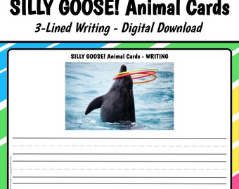 3-Lined Writing Companion // SILLY GOOSE! Animal Cards // Speech Language Therapy // Digital Download