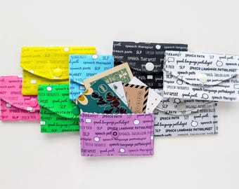 Tarjetero para tarjeta de regalo de logopeda, mini cartera, monedero, regalo de agradecimiento para logopedas, tela personalizada con títulos de logopeda
