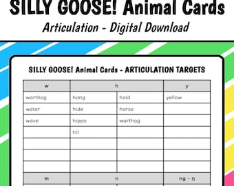 Articulation Companion // SILLY GOOSE! Animal Cards // Speech Language Therapy // Digital Download