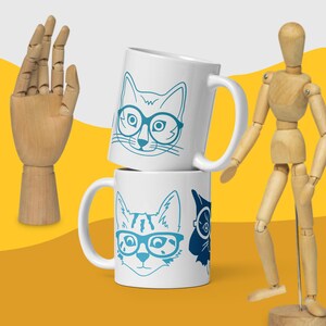 Taza de gato, taza de café, taza gigante, taza de café gigante, regalo para amantes de los gatos, taza para amantes de los gatos, taza de gatito, caras de gato, dibujos animados de gato Caat