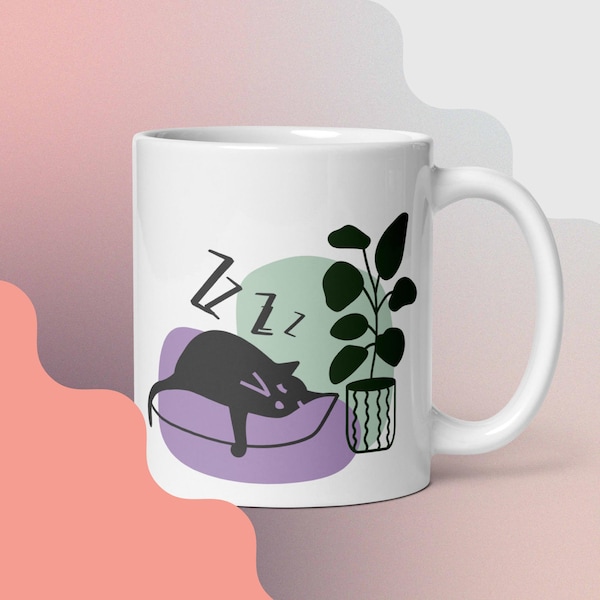 Tazza Tazza da gatto Tazza da caffè Tazza gigante Tazza da caffè gigante Regalo amante dei gatti per tazza amante dei gatti Tazza gatto nero