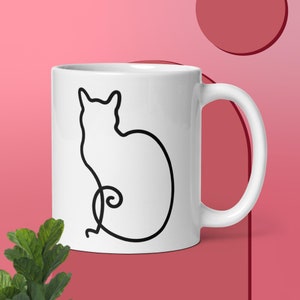 Mug Cat Mug Coffee Mug Giant Mug Giant Coffee Mug Cat Lover Gift for Cat Lover Mug Cartoon Cat Single Line Drawing