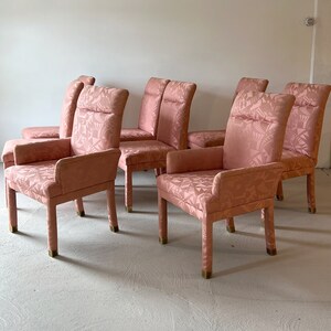 Set of 6 Pink Parsons Dining Chairs Vintage Post Modern by Mastercraft