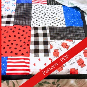 Easy Patriotic Puppies Quilt Pattern for Beginners (PDF Pattern)