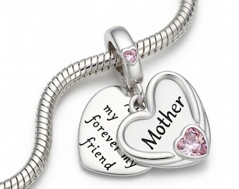 S925 Mother's Day Heart Charm: Pandora Compatible, My Forever Friend Dangle