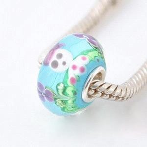 Murano Glass Charm For Pandora Bracelets or DIY Jewelry, Blue Charm, Gold Charm, S925 Charm, Authentic Charm, Charm Bracelets