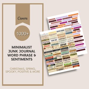 1,000+ Journal Words, Inspirational Quotes, printable Ephemera Vintage labels, Digital Download Kit, Typewriter Journaling stickers, Journal