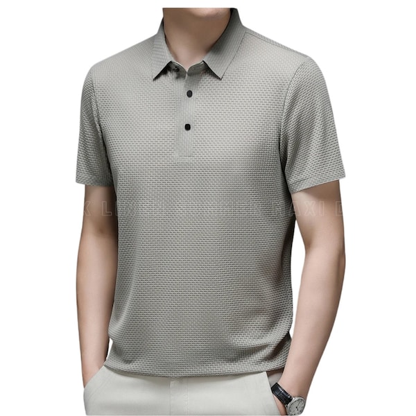 Men's Short Sleeve T-Shirt Cool and Breathable Men’s X-Temp Polo Shirt Business Casual Waffle Sweat-Absorbing Summer Beach Top Gift for Him