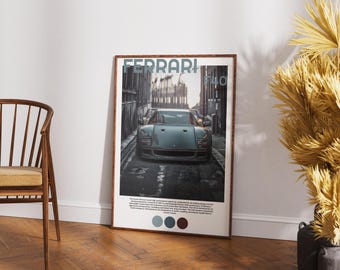 Polaroidposter Ferrari F40 – muurkunst retro sportwagen (digitale download)