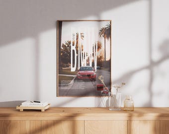 BMW M3-autoposter – moderne automuurkunst (digitale download)