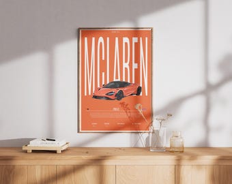 McLaren 765LT-poster – supercar polaroid-stijl kunst (digitale download)