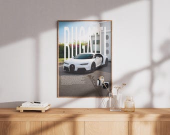 Bugatti Chiron autoposter – moderne autoprint (digitale download)