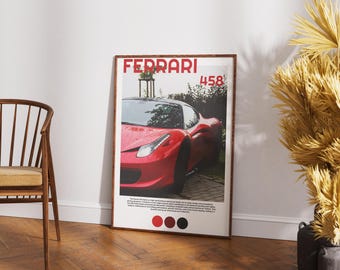 Poster Ferrari 458 Italia – print retro auto-auto (digitale download)