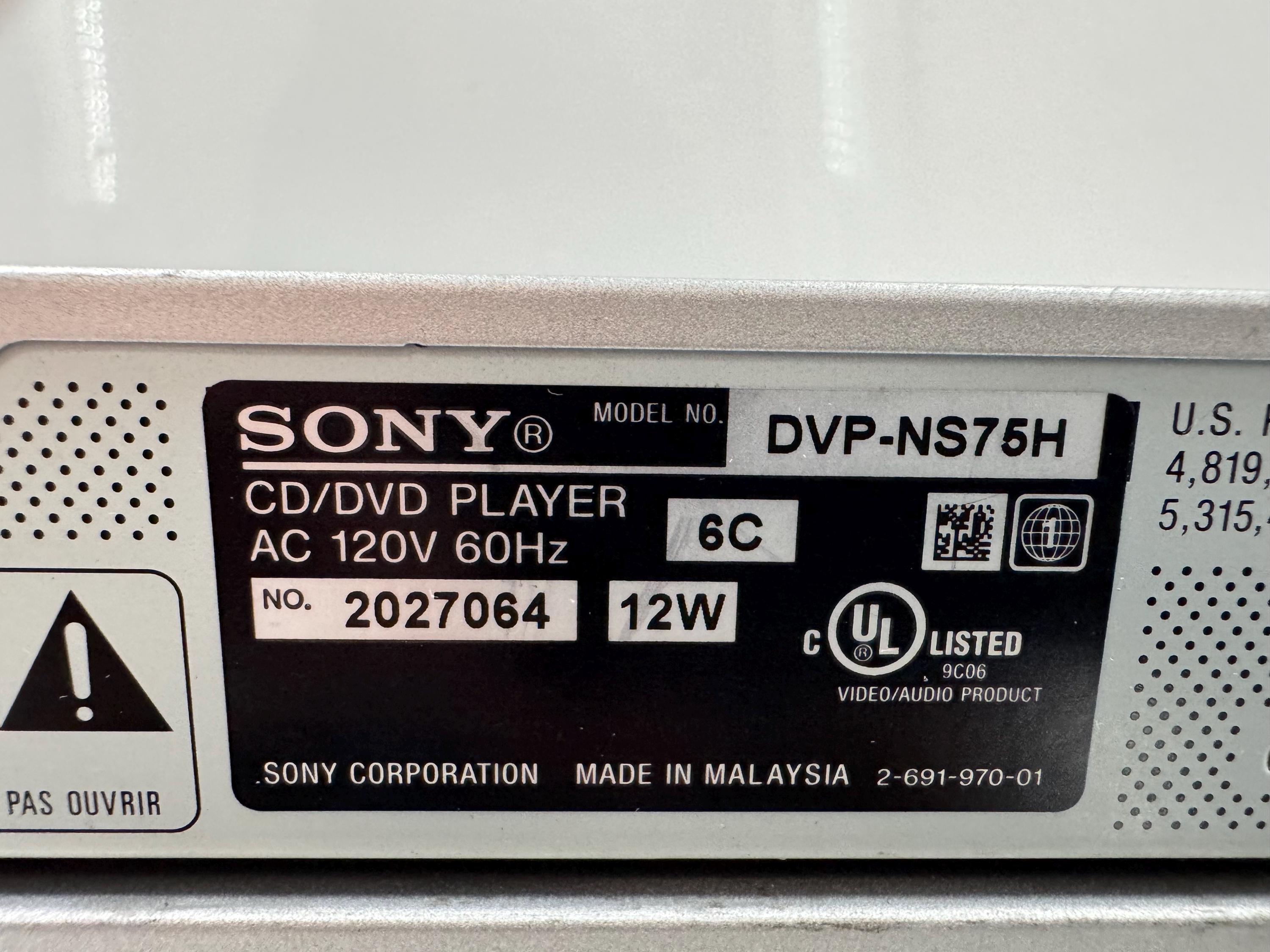 Sony DVP-NS75H DVD Player 720p / 1080i Upscale W/remote - Tested