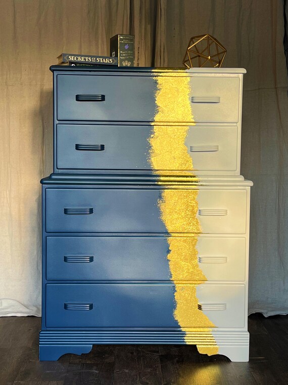 blue and yellow dresser Refinished Navy & White with Gold Leaf Accents size:10 YYDSXK 1 Year Girl 0711-69shirtsknits read instructions and all