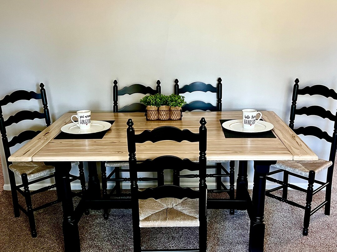 Stunning Modern Country Dining Table and 5 Vintage Chairs Etsy