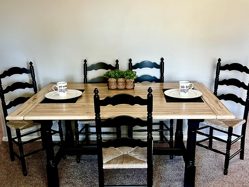 Stunning Modern Country Dining Table and 5 Vintage Chairs Etsy