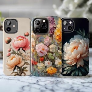 Tough Floral Phone Case with MagSafe Options: Inspired oil painting, capturing nature’s essence, iPhone 15,14,13,12,11 & Samsung Galaxy