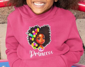 Toddler Pullover Fleece Hoody Princess African Black