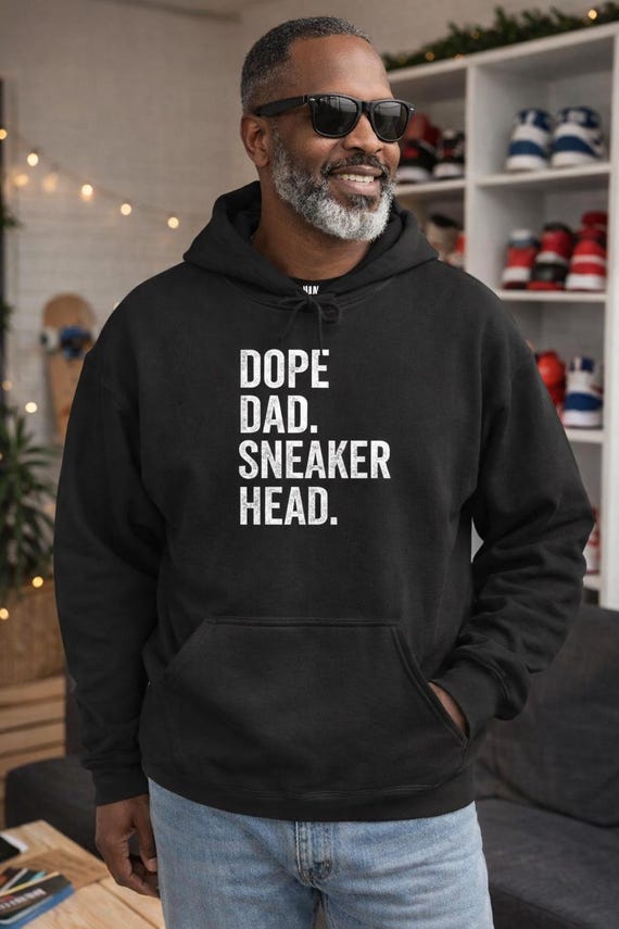 Dope Dad Sneaker Head Hoodie | Black Graphic Pullover