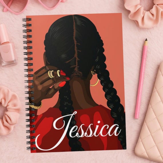 Afrocentric Black Woman Spiral Notebook - Ruled Line, Custom Journal, Cute Gift for Students, Creative Writing, Birthday Present