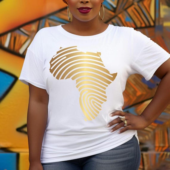Africa Finger Print Tee, Gold Black Culture Shirt, African Pride Gift, Black History Month, Christmas Unisex T-Shirt