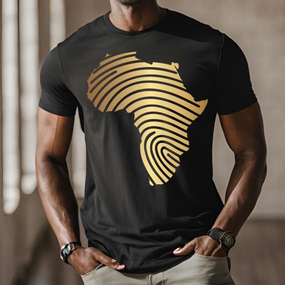 Gold Africa Fingerprint T-Shirt Christmas Gift: Black Culture Pride Unisex Tee