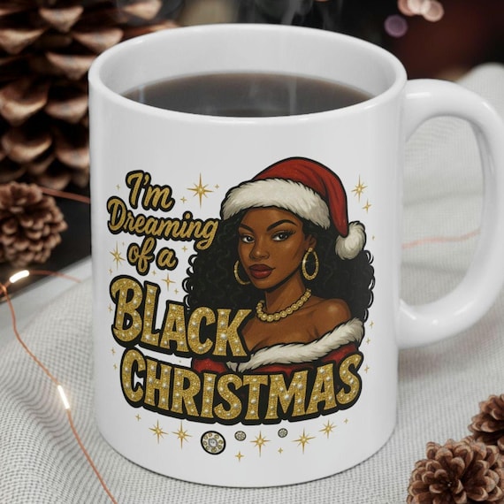 Afrocentric Christmas Ceramic Mug: Black Culture Gift