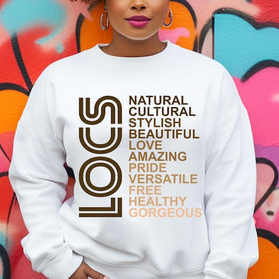 Locs Sweatshirt - Fashion for Black Women, Natural Hair Gift, Afrocentric Clothing, Tan Sweater for Her, African American Apparel