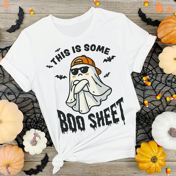 Boo Sheet Halloween Unisex Tee, Ghost Shirt, Trick or Treat Party, Orange Fun Shirt, Halloween Festive Gift
