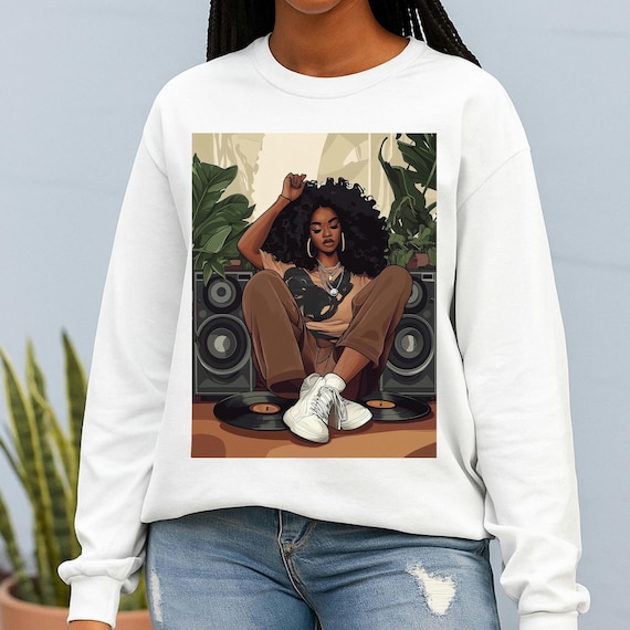 Afrocentric Vinyl Music Long Sleeve Tee | Retro Streetwear