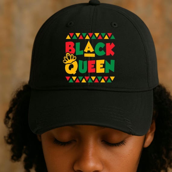 Distressed Cap - Celebrate Your Heritage with Style, Black Queen Hat, Rasta Fashion, Unique Gift, Cool Accessories, Everyday Wear