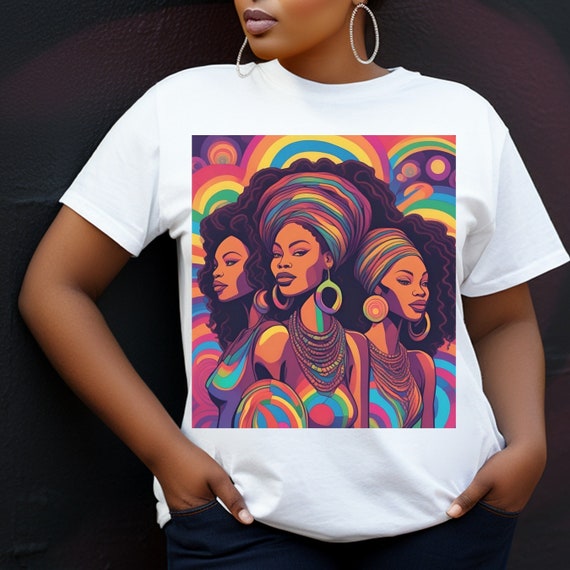 Afrocentric Psychedelic T-Shirt, Black Women Fashion
