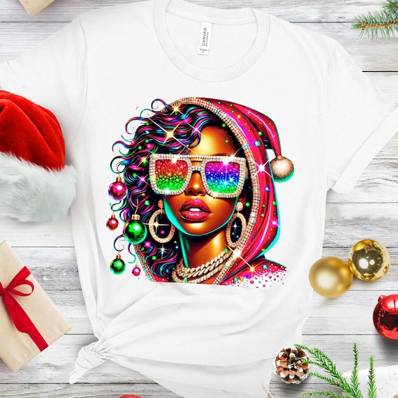 Black Woman Christmas Tee, Afrocentric Holiday Shirt, Melanin Black Girl Gift, African American Unisex Tee, Cute Red Shirt, Black