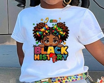 T-shirt afrocentrique histoire des tout-petits, culture noire, chemise noire fierté, vêtements afro-américains pour enfants, manches courtes Black Power