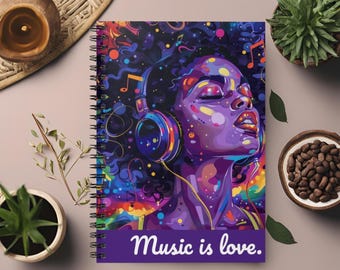Black Culture Spiral Notebook - Ruled Line, Personalizable Journal for Black Art and Music Lovers, Gift for Her, Daughter, Friend,