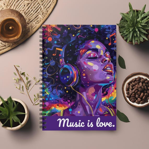 Black Culture Spiral Notebook - Ruled Line, Personalizable Journal for Black Art and Music Lovers, Gift for Her, Daughter, Friend,