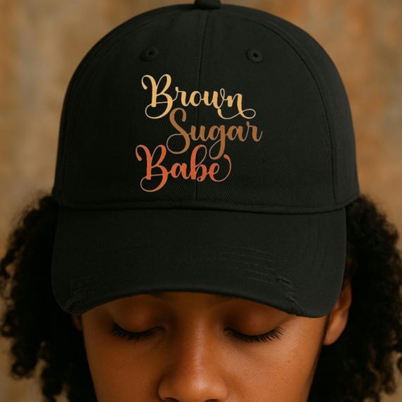 Distressed Cap, Brown Sugar Babe, African American Gift, Urban Ethnic Headwear, Black Culture Fashion, Afrocentric Hat, Birthday Gift for,