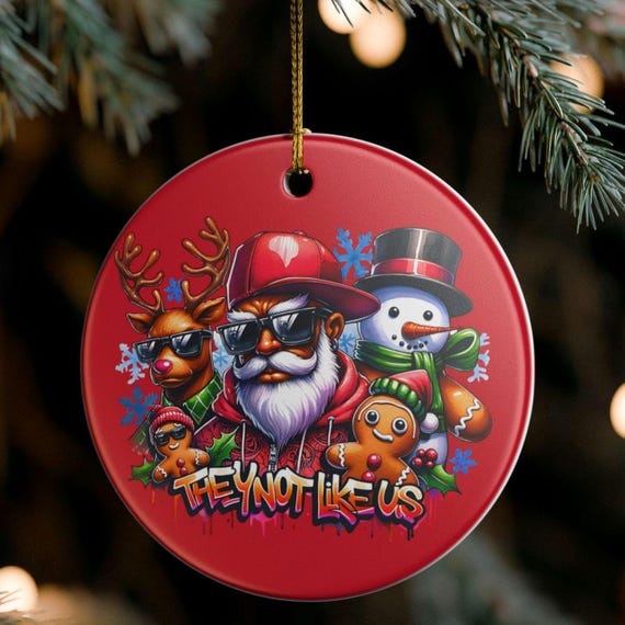 Street Santa Crew Ceramic Ornament, Afrocentric Christmas Decor