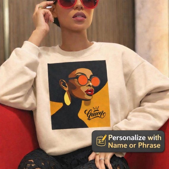 Afrocentric Queen Sweatshirt Christmas: Black Woman Fashion, Ethnic Urban Style