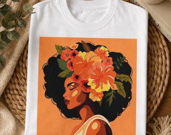 Afrocentric Black Woman Graphic Tee: T-Shirt für Kunstliebhaber