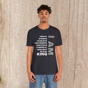 Black Men's T-Shirt Black King Jersey Short Sleeve T-Shirt zdjęcie 5