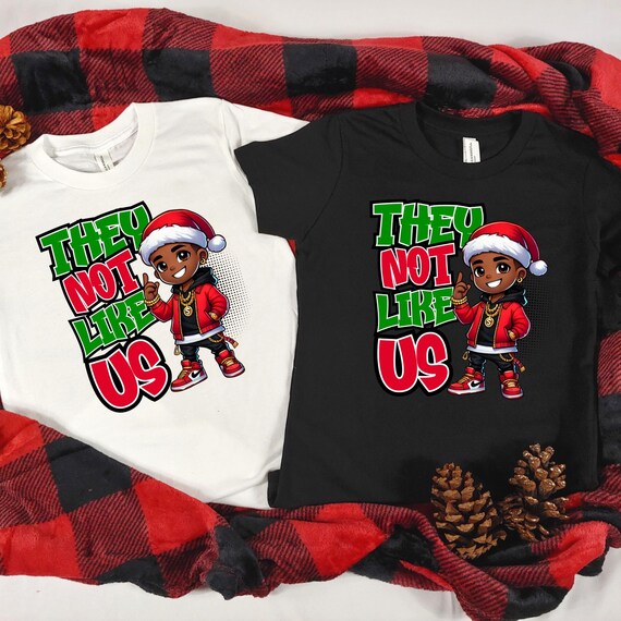 Afrocentric Boys Christmas Tee, They not like us, Black Culture Holiday Gift for Him, Fun Family Shirt, African American Son Nephew, Youth