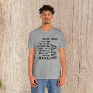 Black Men's T-Shirt Black King Jersey Short Sleeve T-Shirt zdjęcie 3