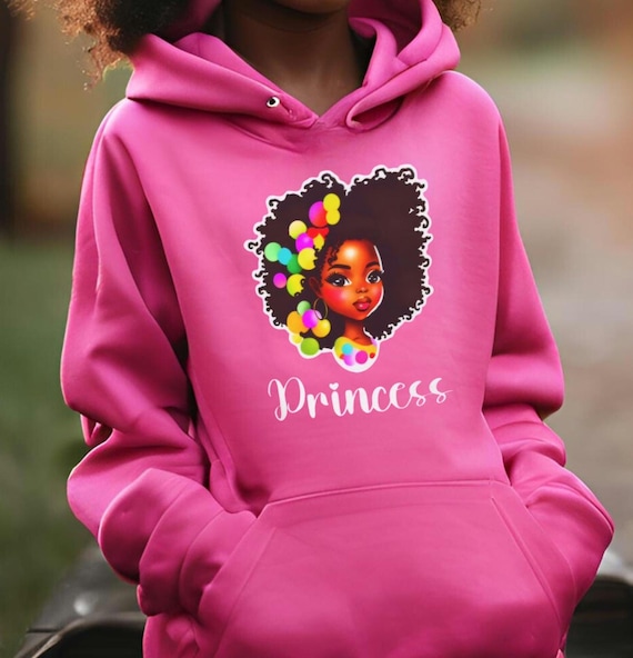 African Princess Youth Hoodie, Black Girl Cute Kids Hoodie, Christmas/Birthday Gift, Sweatshirt, African American Pullover, Pink