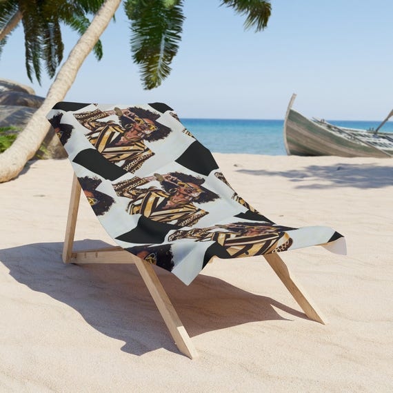 Chic Beach Towel, Stylish Sunbathing Towel, Poolside Accessory, Perfect Summer Gift, Vibrant Beach Decor, Retro Art Design