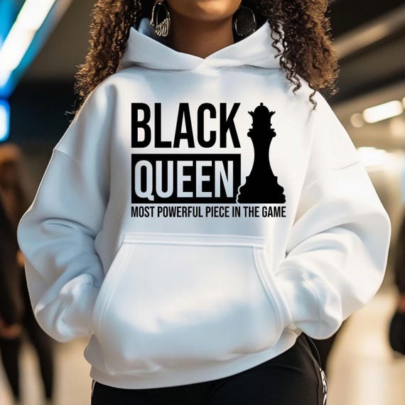 Black Queen Chess Afrocentric Hoodie, Black Culture Empowerment Gift, Christmas Birthday Gift for Her, Mom, Wife, Daughter, Unisex Hooded
